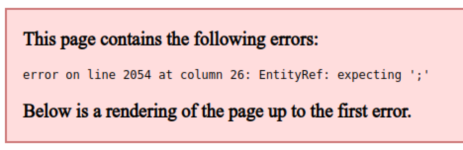 error on line 2054 at column 26: EntityRef: expecting ';'