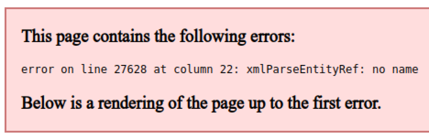 error on line 27628 at column 22: xmlParseEntityRef: no name